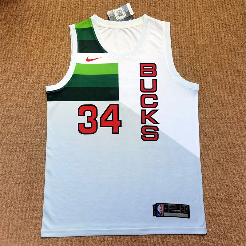 Men Milwaukee Bucks #34 Giannis Antetokounmpo White Nike 2025 NBA Jersey